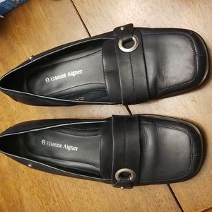 Navy leather Etienne Aigner loafers